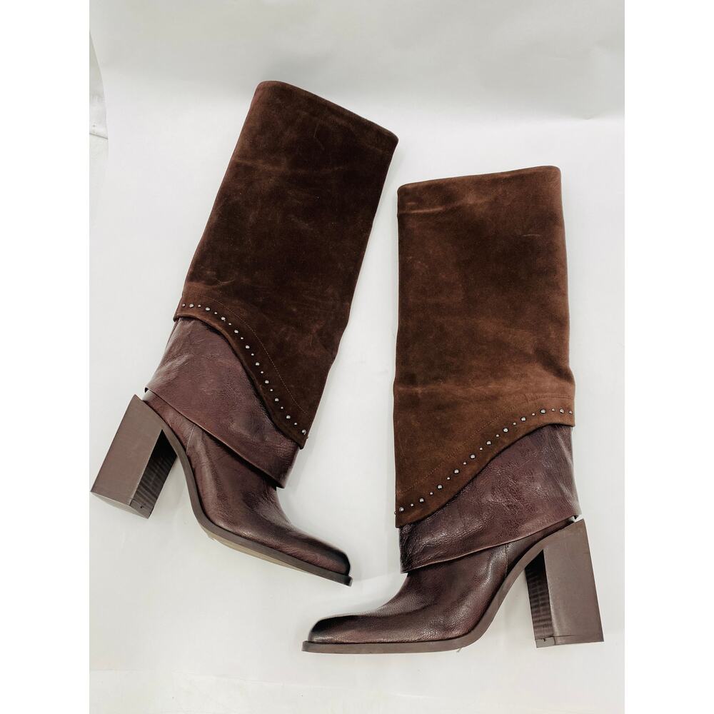 Emanuele Crasto 39 brown leather suede heeled boots - Picture 3 of 9